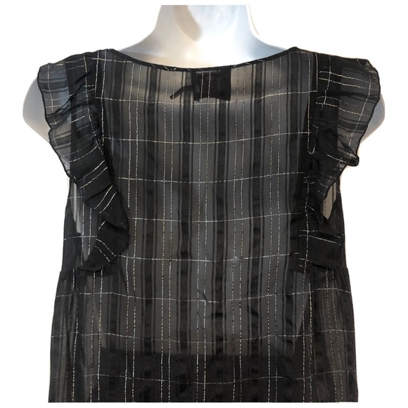 Women’s Juicy Couture Black Silver Sleeveless Ruffle Blouse - Picture 7 of 8